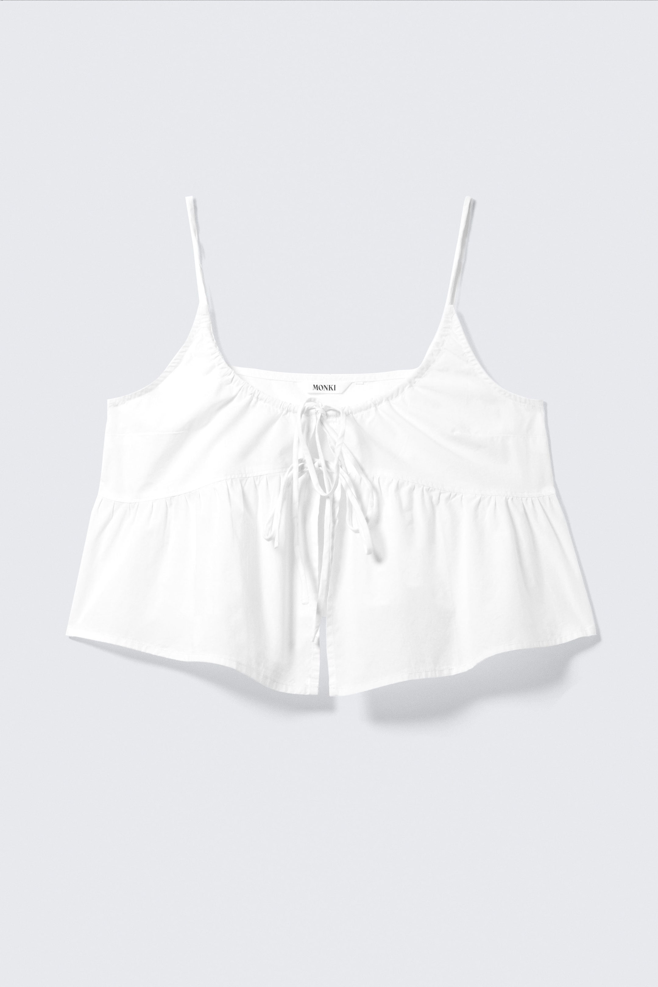 White - Cotton Poplin Tie-Front Pyjama Top - 1