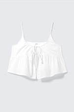 White - Cotton Poplin Tie-Front Pyjama Top - 0