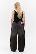 Washed Black - Peggy Low Waist Loose Baggy Leg Jeans - 4