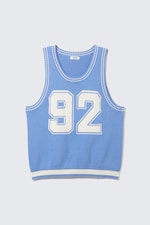 Light Blue & White - 92 - Varsity Knitted Tank Top - 3
