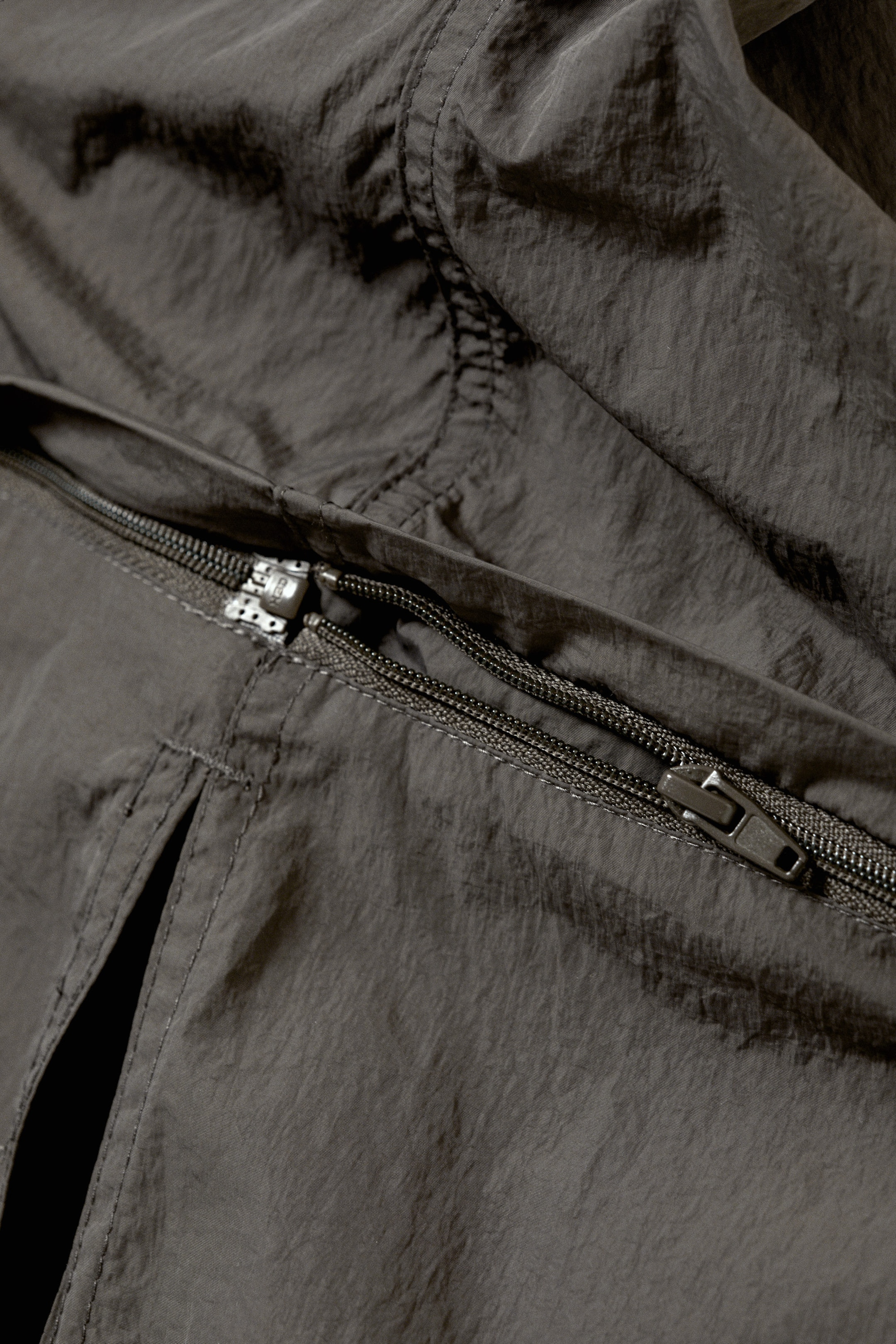 Dark Grey - Convertible Nylon Cargo Skirt - 7