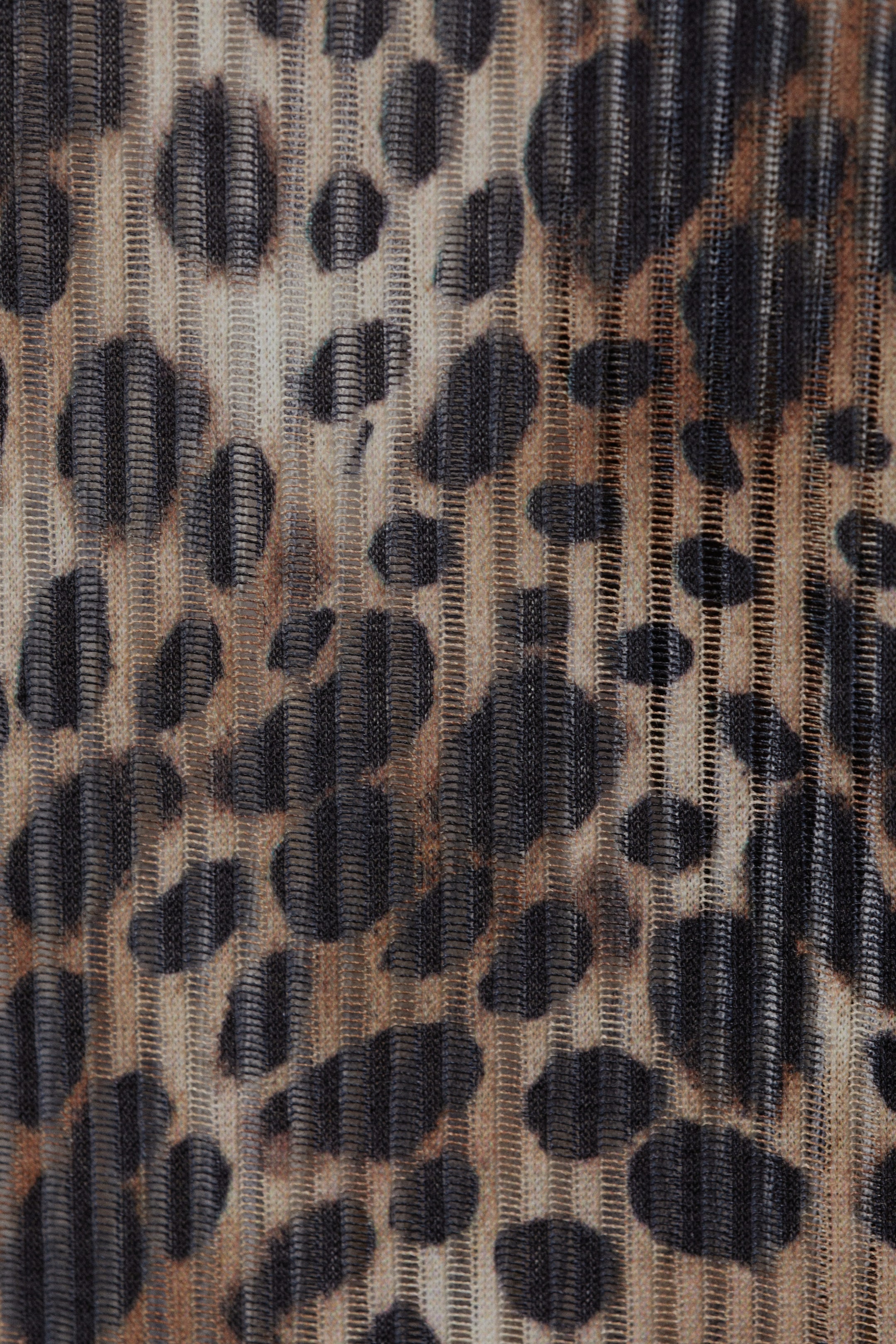 Leopard-print - Long-Sleeved Printed Mesh Top - 2