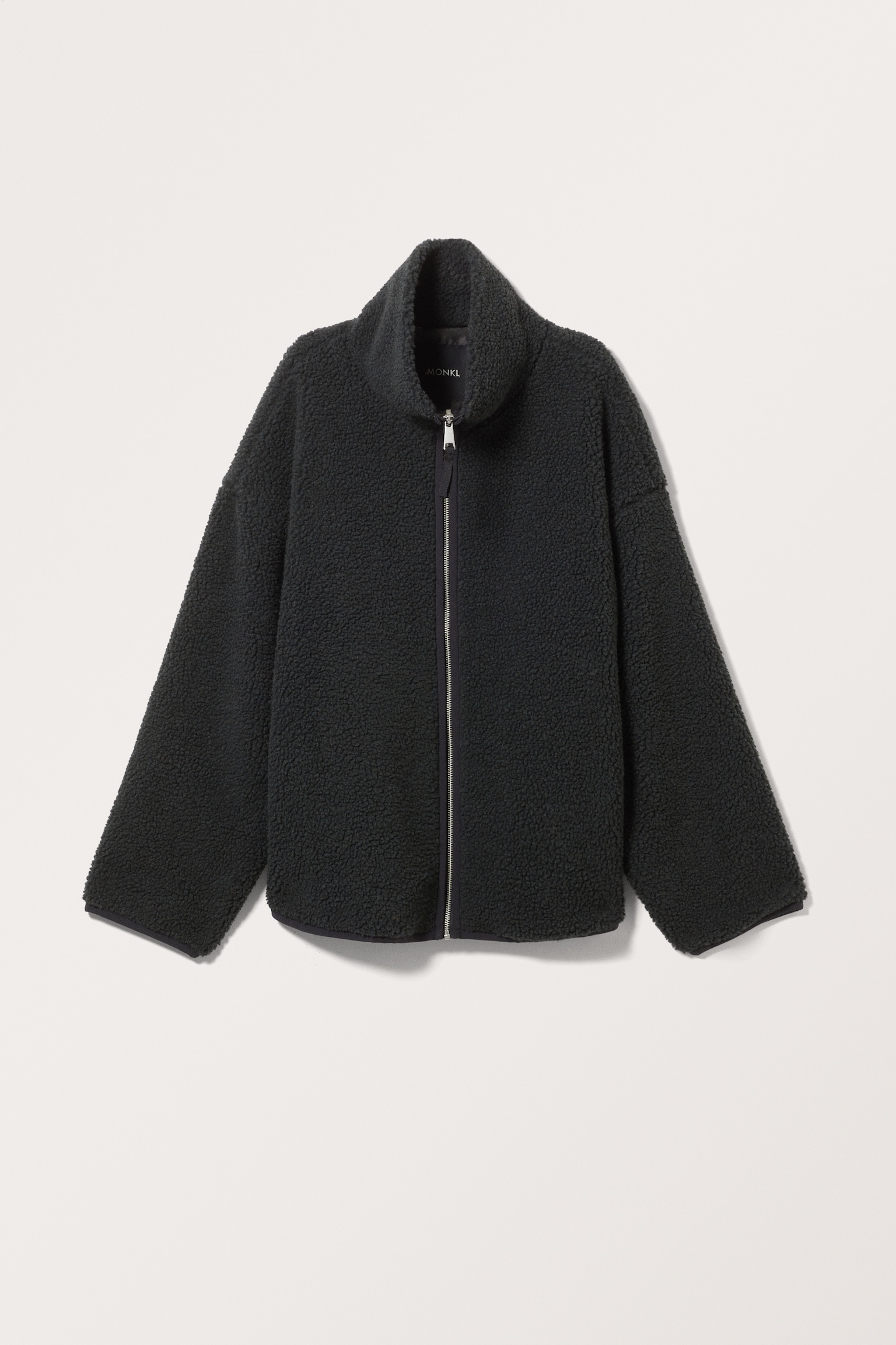 Loose Fleece Zip Jacket - Black/Brown/White/Yellow/Dusty White - Pink Lining/White/Khaki/Pink - 2