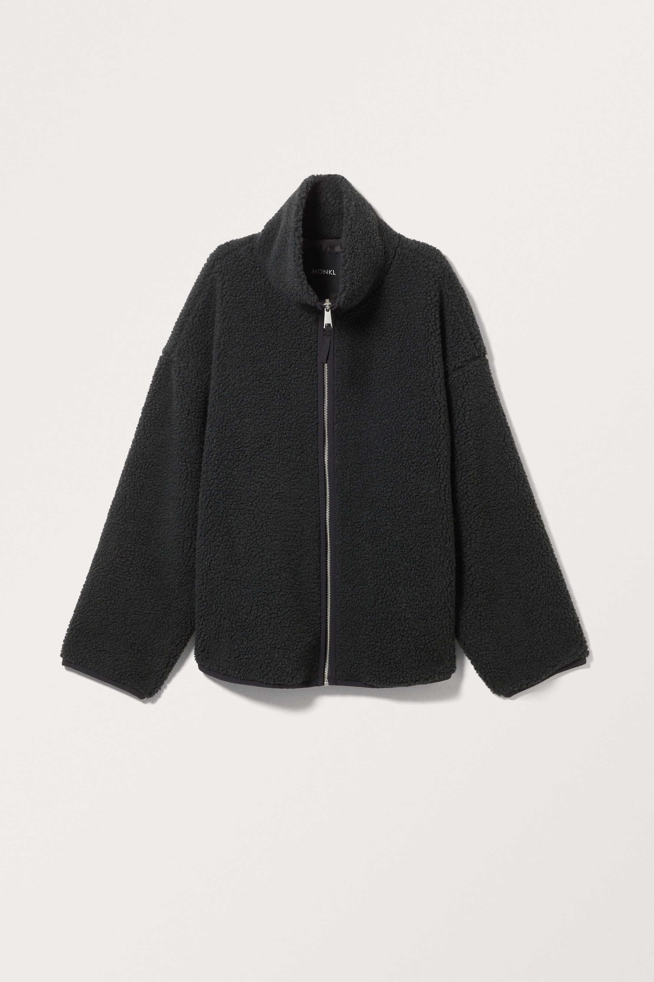 Schwarz - Lockere Fleecejacke mit Reißverschluss - 1