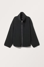 Schwarz - Lockere Fleecejacke mit Reißverschluss - 0