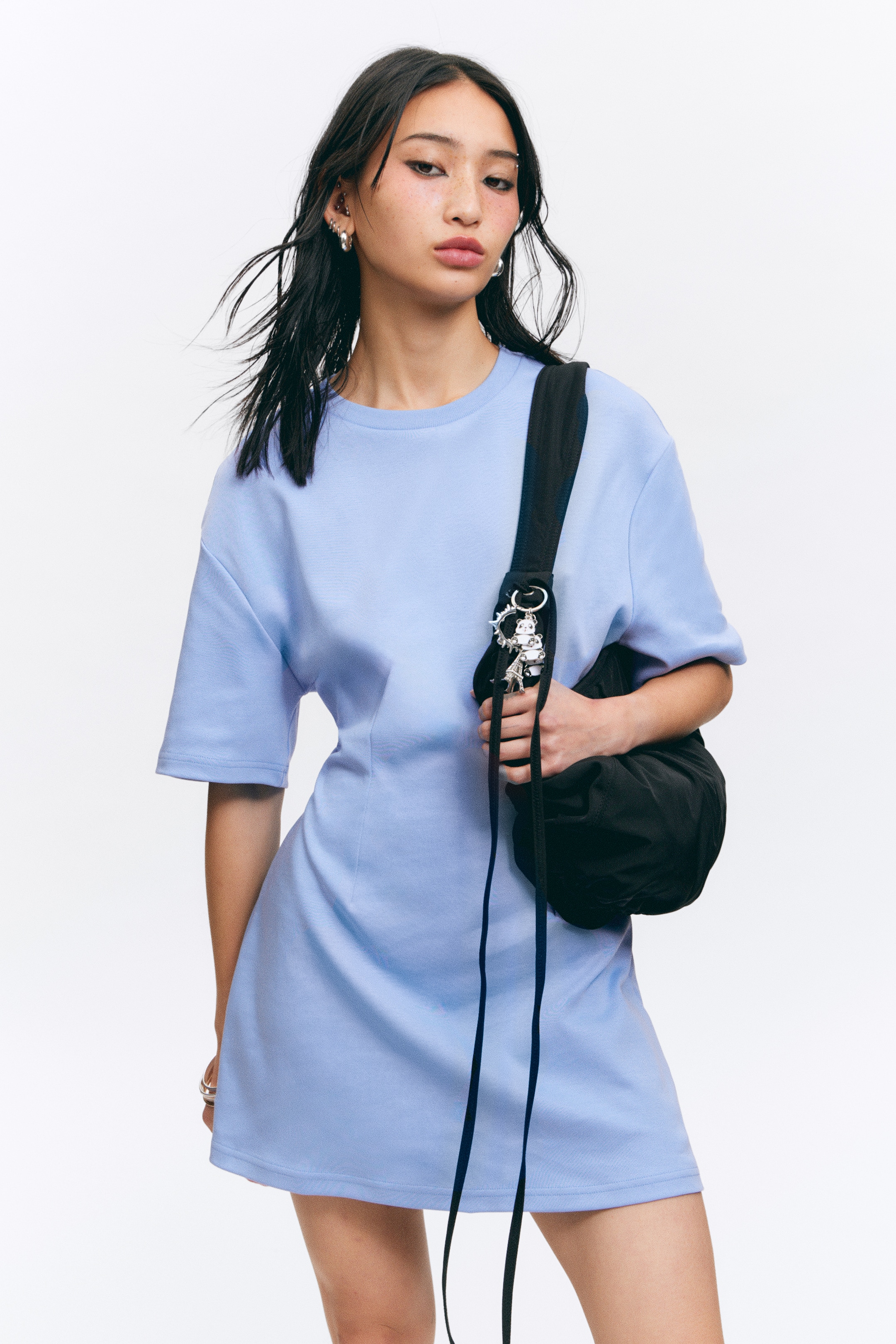 Größeres Bild anzeigen: Strukturiertes Mini-T-Shirt-Kleid - Blau - Ladies | H&M AT 3