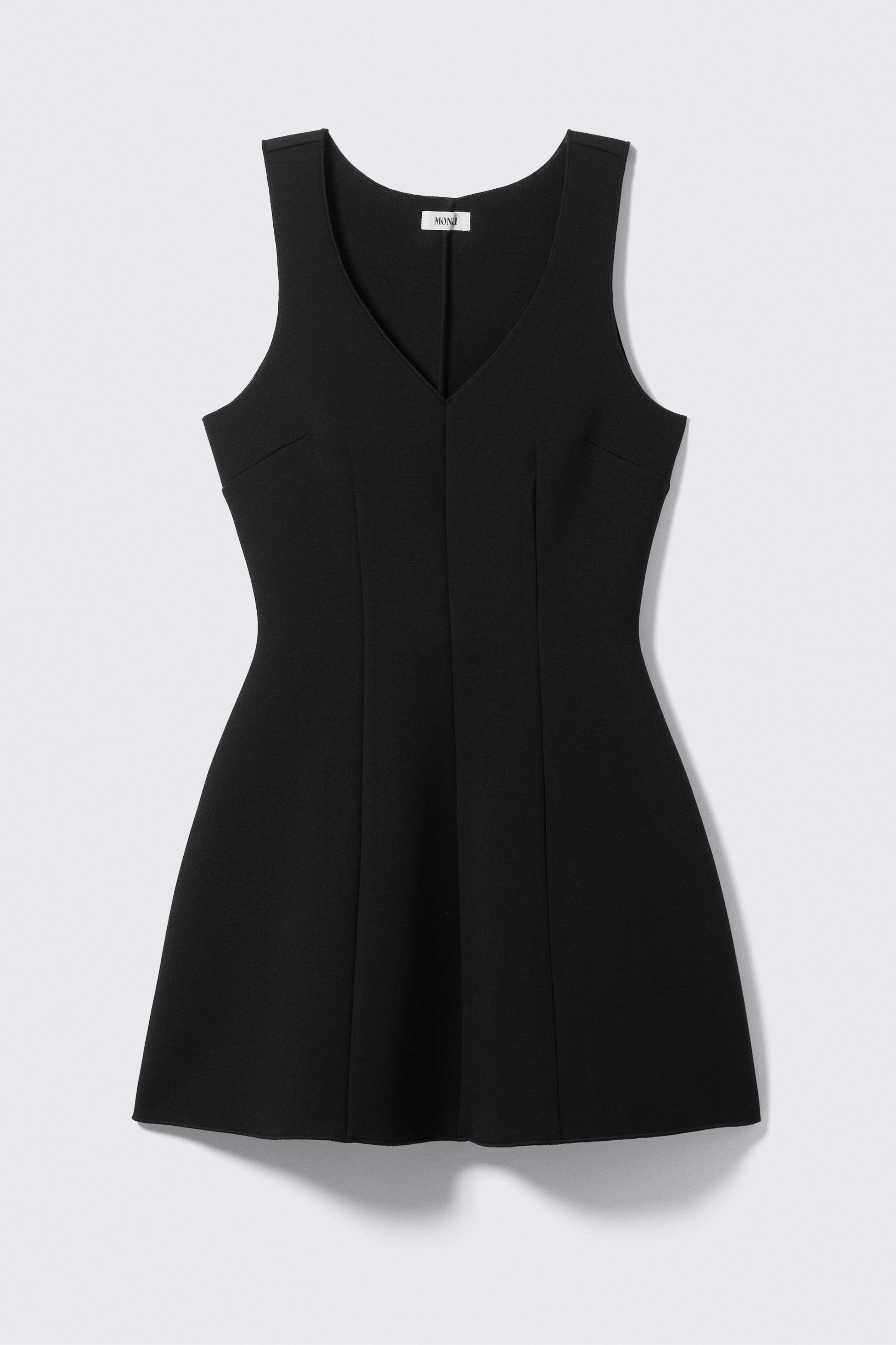 Schwarz - Scuba-Kleid mit V-Ausschnitt und Fit-and-Flare-Cut - 4