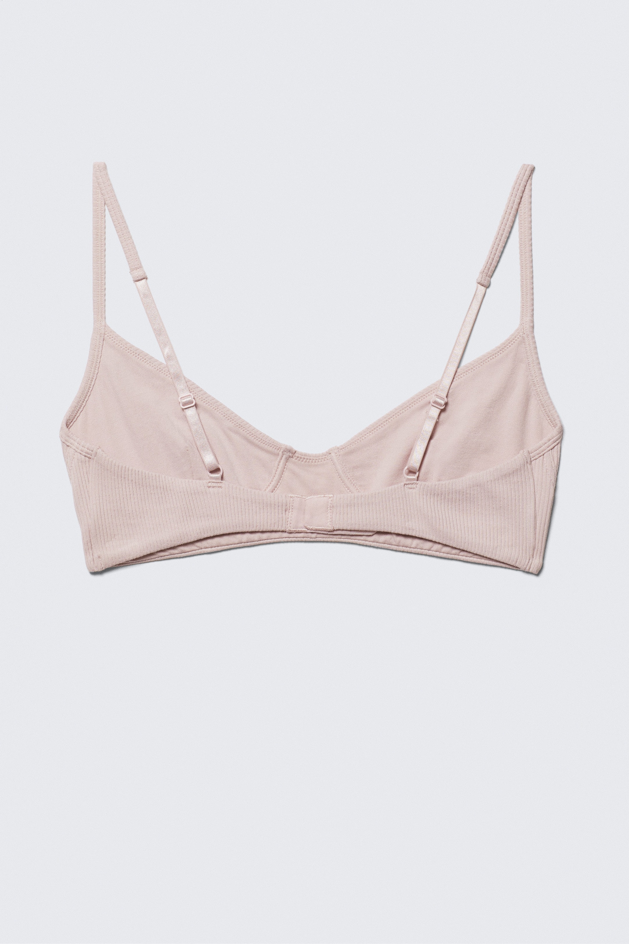 Hellrosa - Gerippter Baumwoll-BH mit V-Ausschnitt - 2