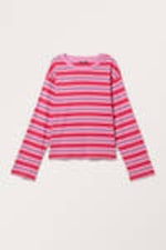 Marineblau und rosa gestreift - T-Shirt mit kastigem Ärmel - 3