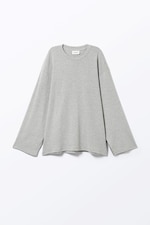 Grey Melange - Soft Oversized Long-Sleeved Top - 3