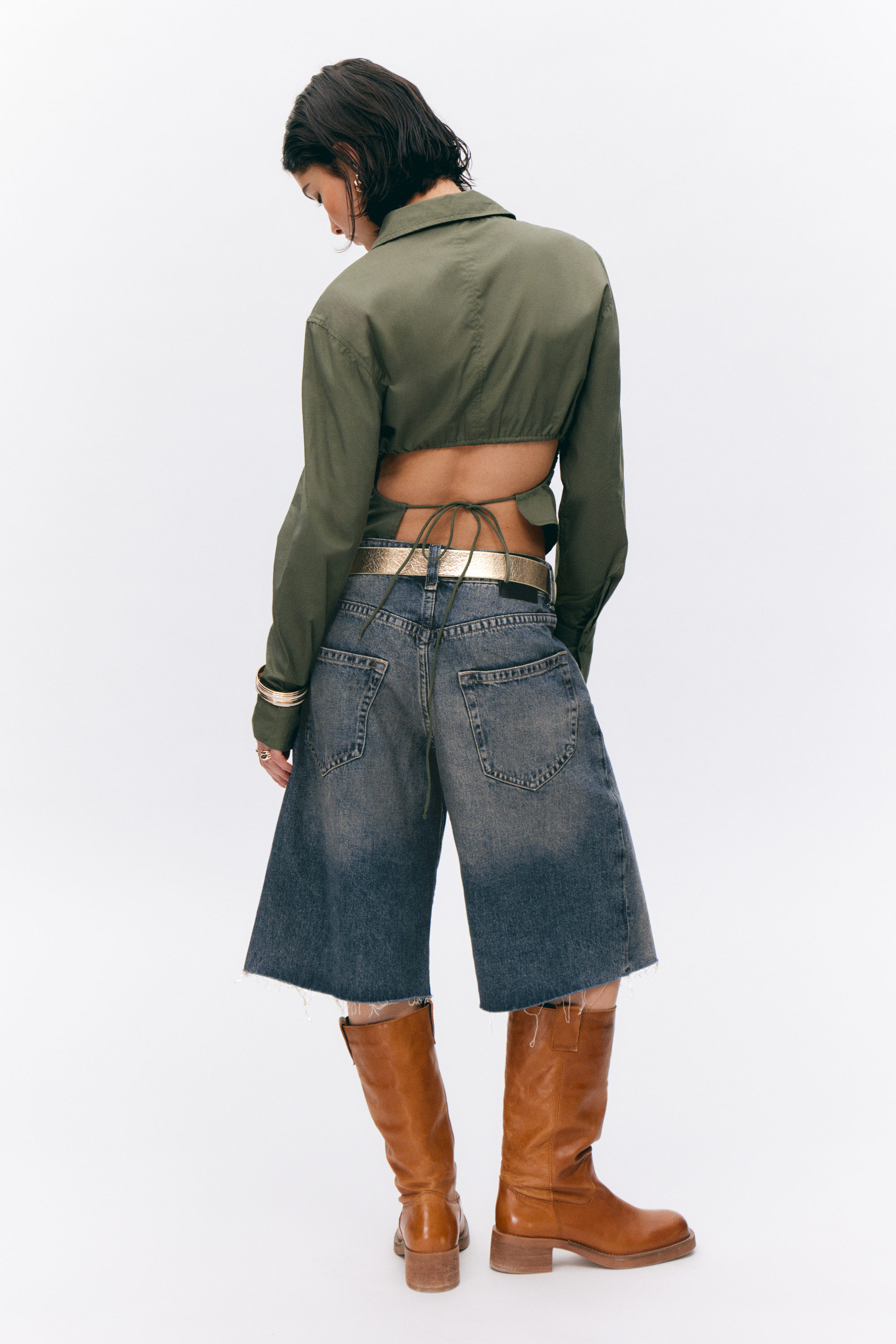 Blå - Peggy lediga jeansshorts med låg midja - 2