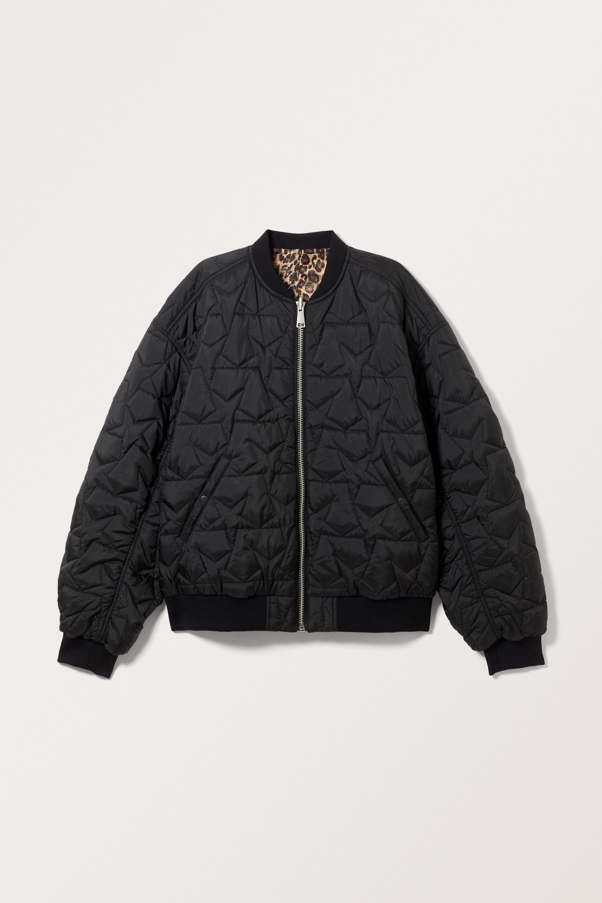 Leopard/Black - Loose Reversible Bomber Jacket - 6
