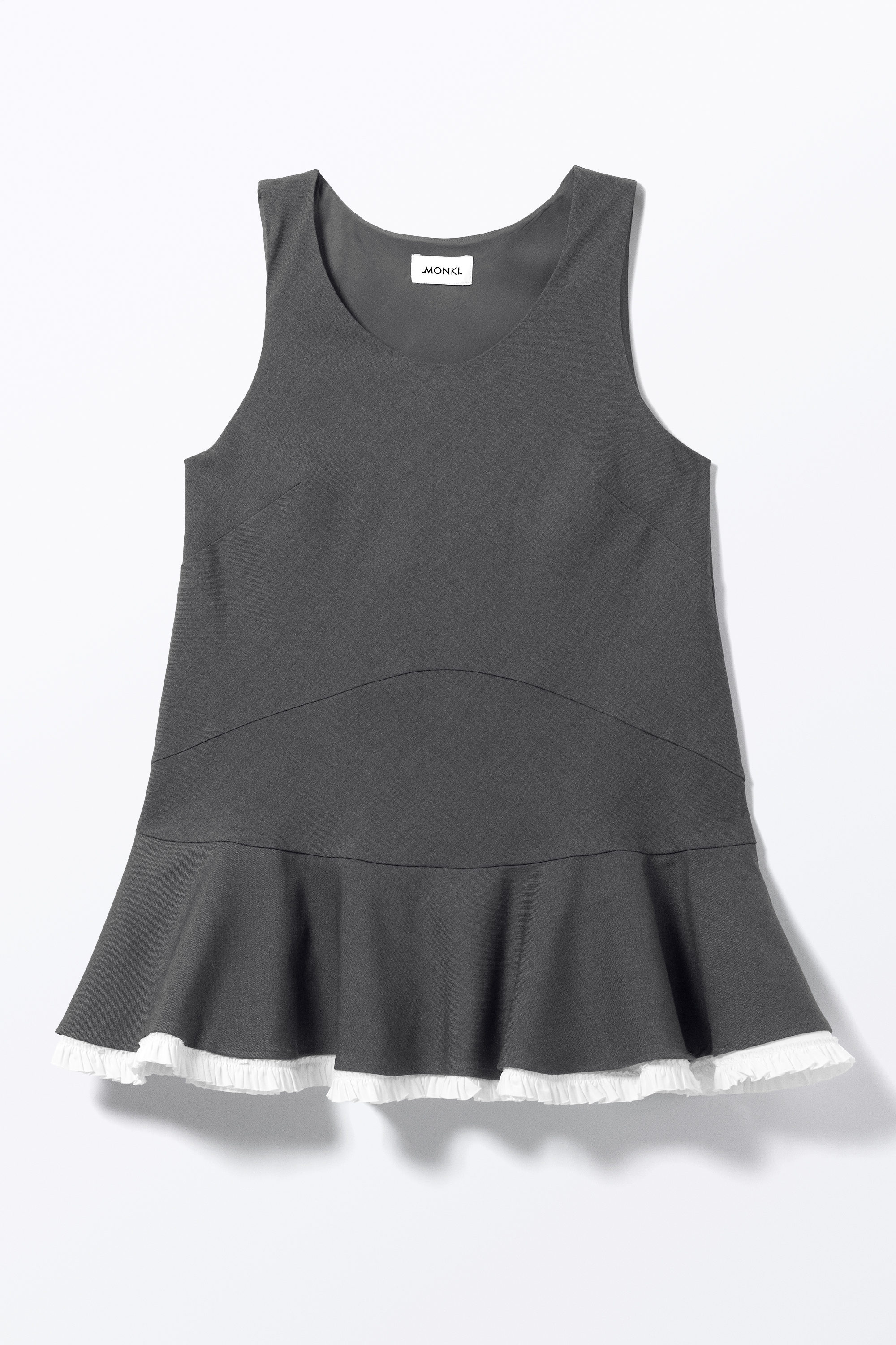 Dunkelgrau - Ärmelloses Minikleid mit Schößchensaum - 3