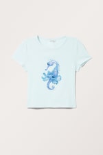 Light Blue Seahorse - Cropped t-shirt - 0