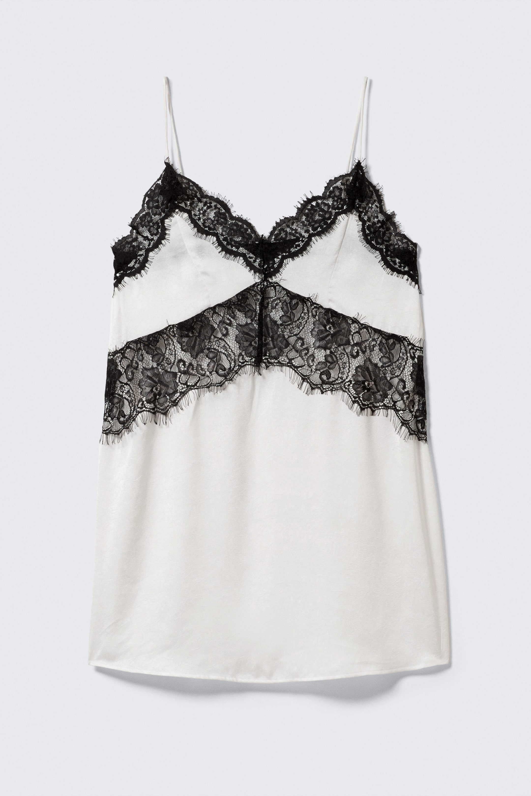 White - Lace-Trim A-line Mini Slip Dress - 4