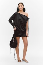 Noir - Robe drapée en jersey - 0