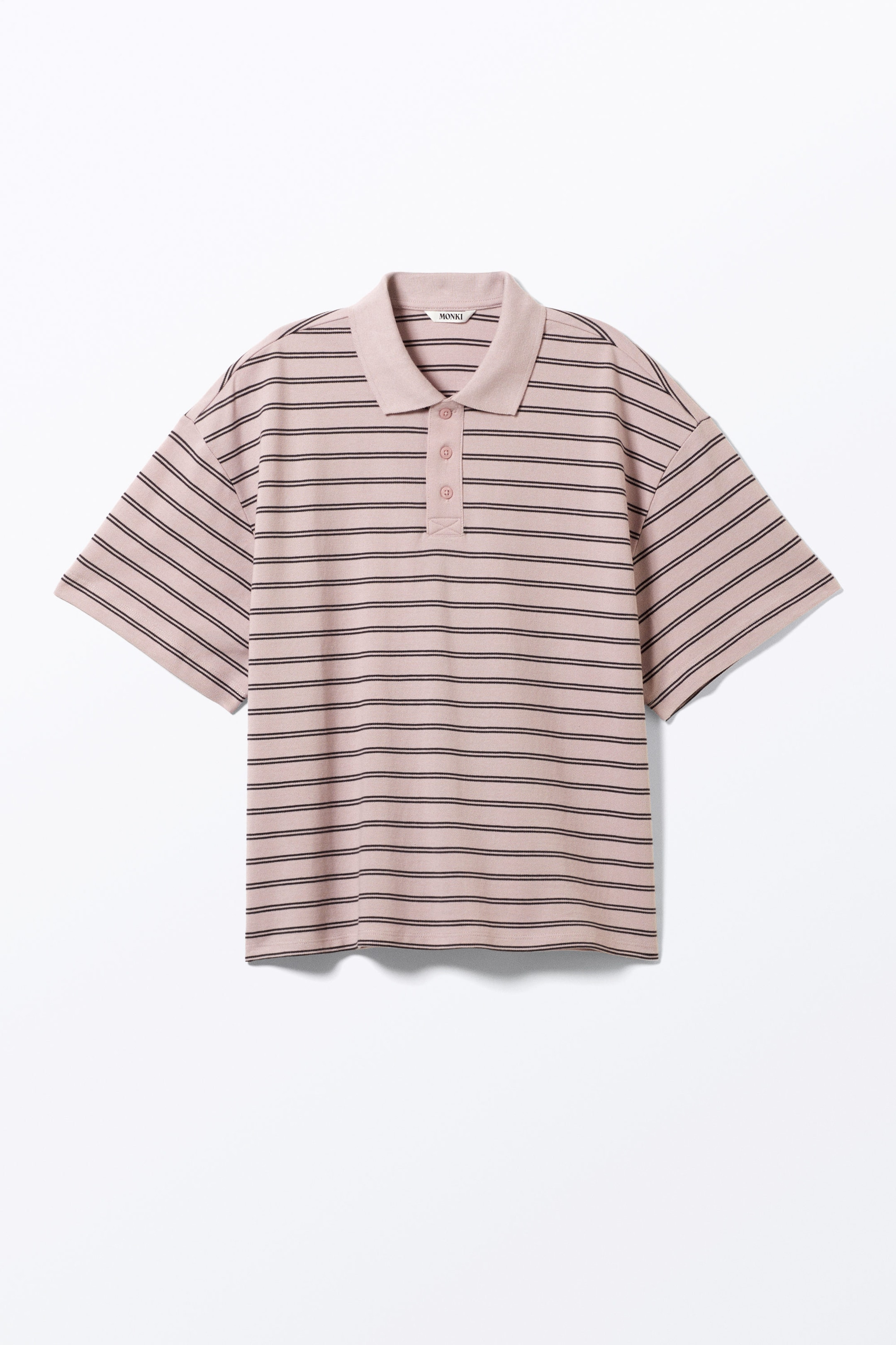 Rosa og svarte striper - Stripet poloskjorte i avslappet passform - 0