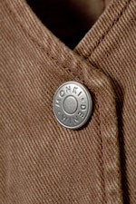 Washed Dark Brown - Sleeveless Lace-Up Denim Waistcoat - 1