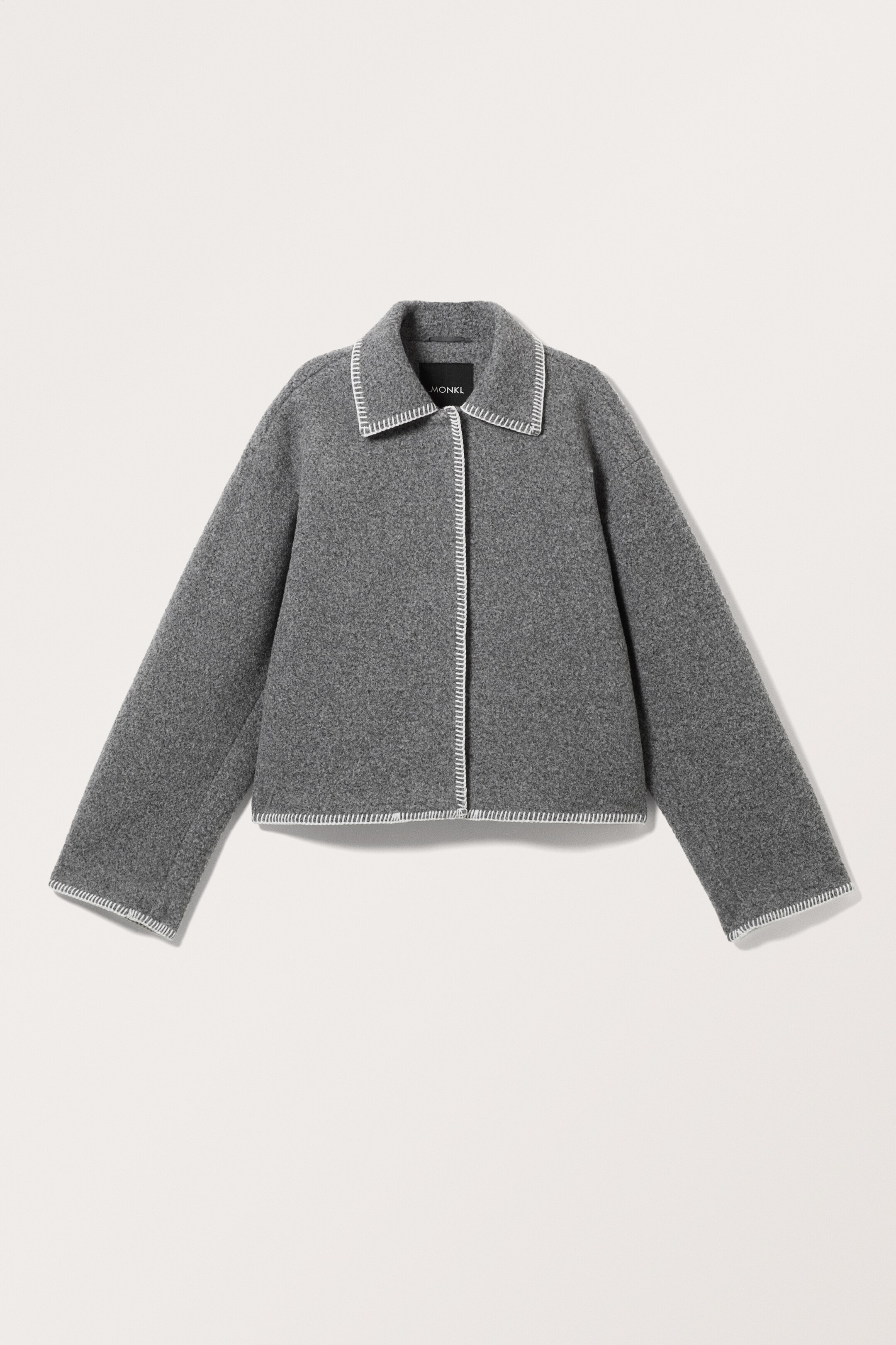 View larger image: Stitch Detailed Single-breasted Jacket - Grey - White stitching - Ladies | H&M GB 1