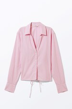 Striped Pink - Cropped Open Back Shirt - 0
