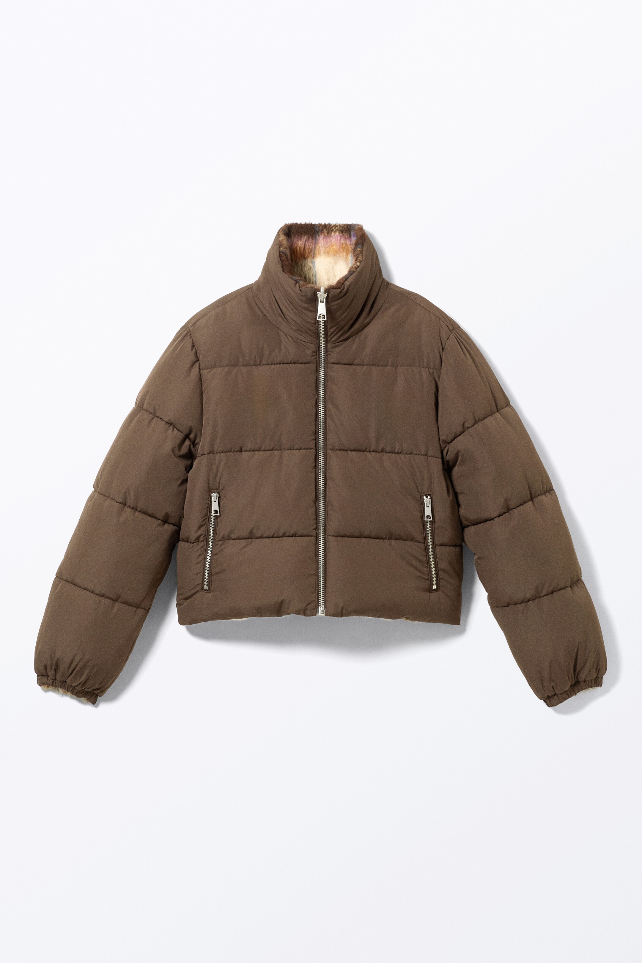 View larger image: Reversible Padded Puffer Jacket - Dark Brown/Checked - Ladies | H&M GB 7