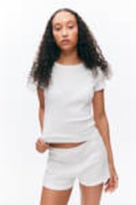 White - Soft Short-Sleeved Pointelle Top - 0