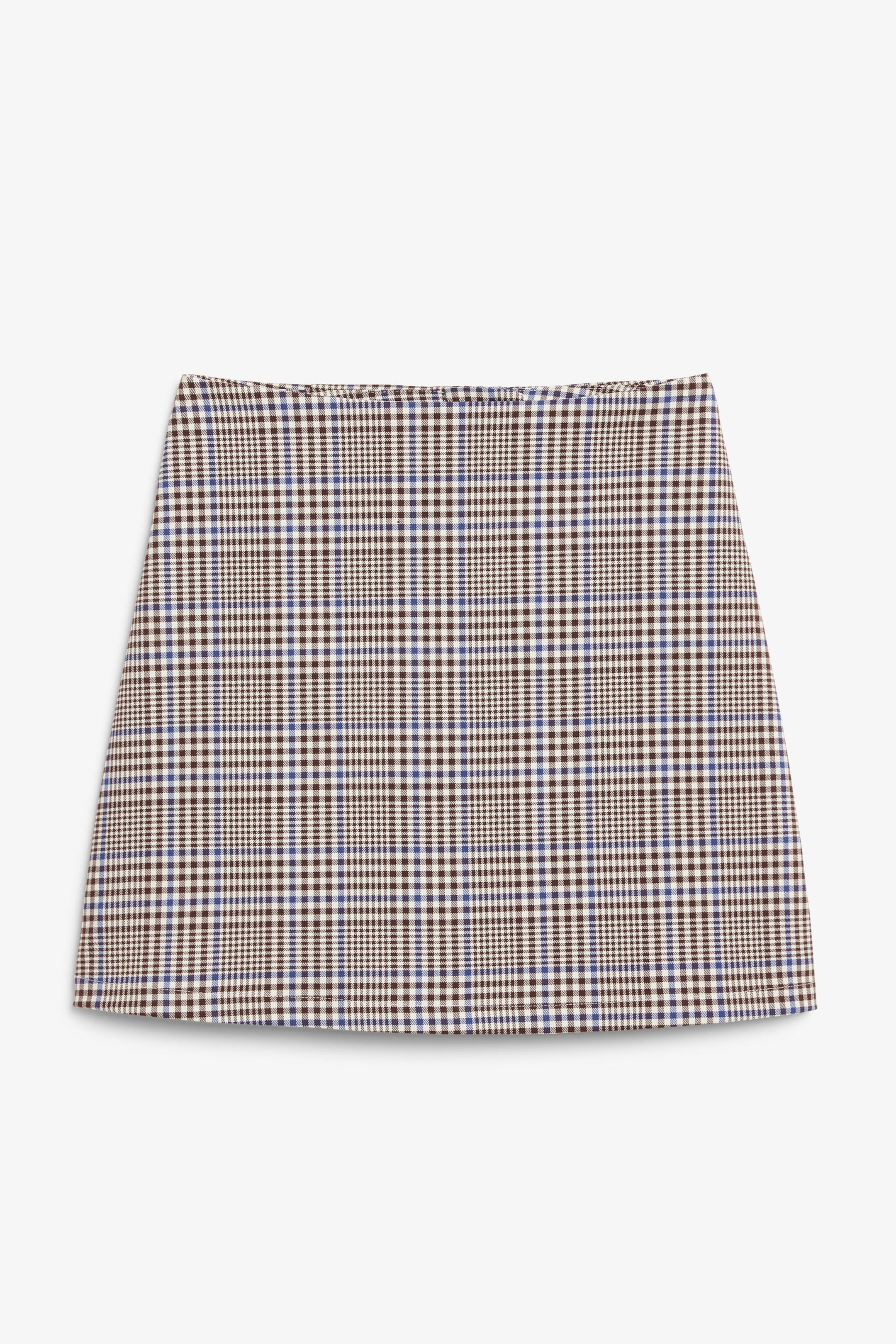 Blue and brown checks - A-line mini skirt - 0