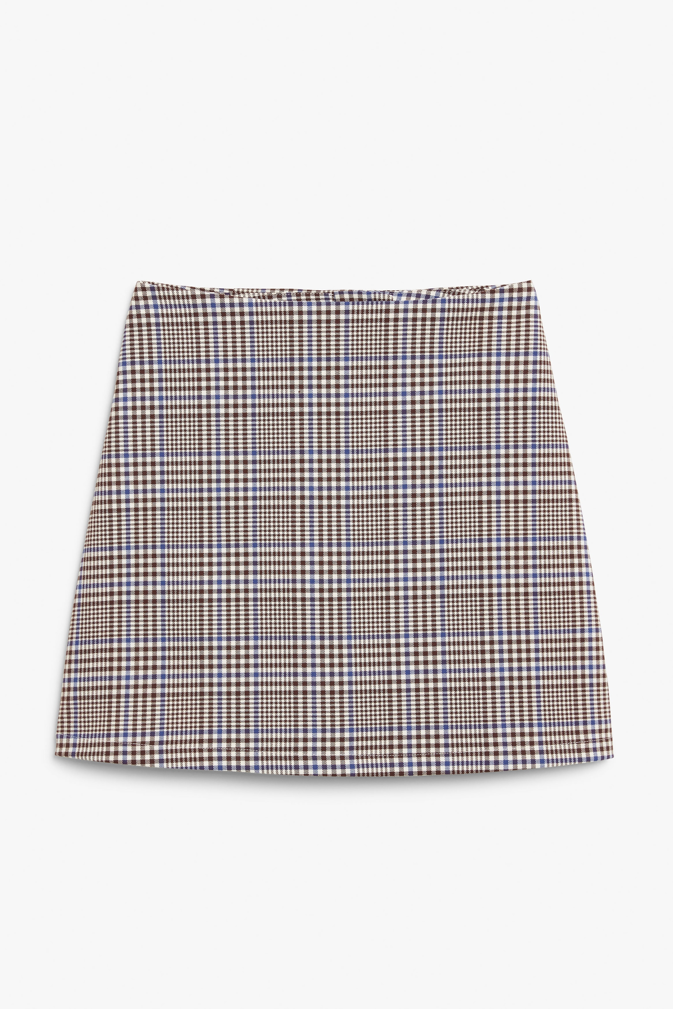 Blue and brown checks - A-line mini skirt - 0