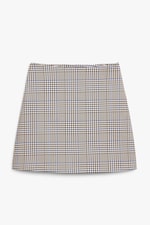 Blue and brown checks - A-line mini skirt - 0
