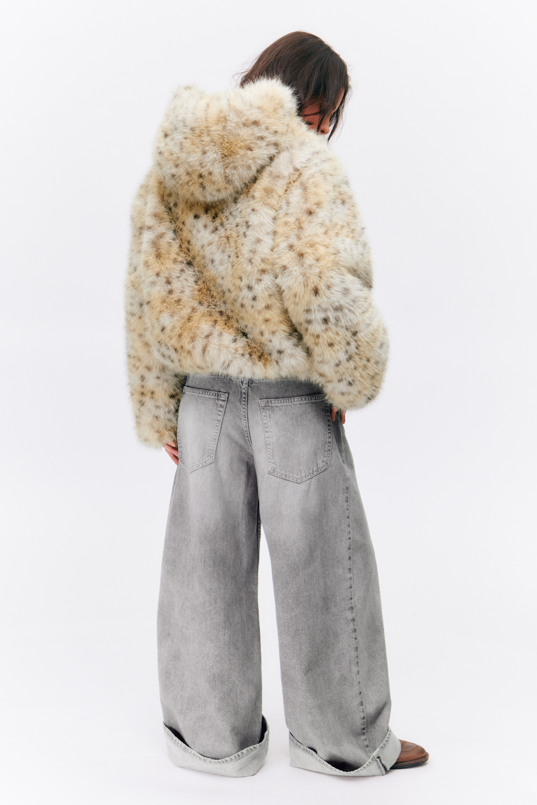 Ingrandisci l'immagine: Hooded Faux Fur Jacket - Leopard - DONNA | H&M CH 5