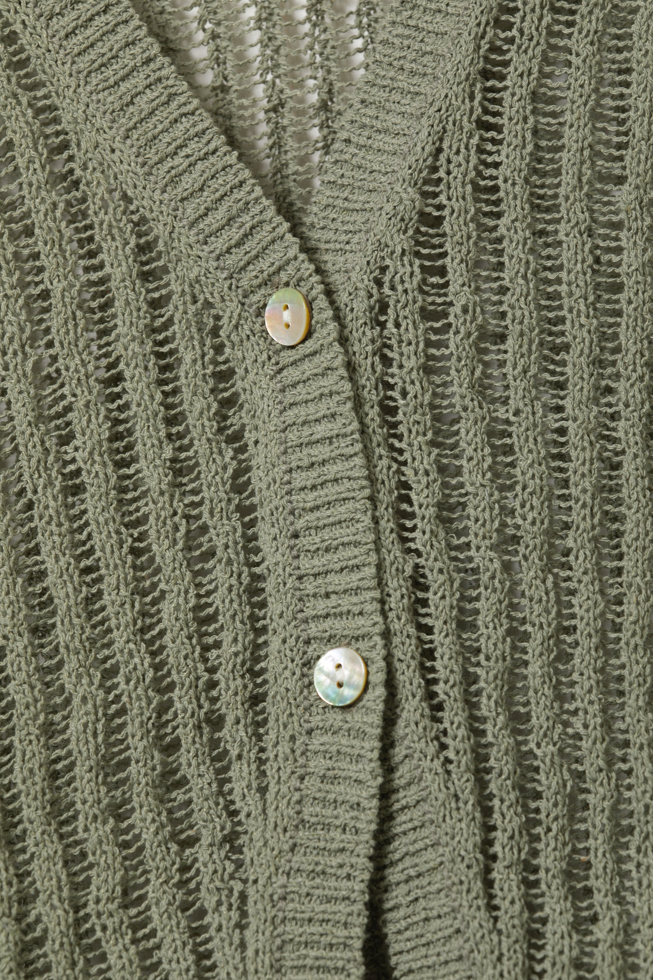 Ingrandisci l'immagine: Open-Knit V-neck Cardigan - Khaki Green - DONNA | H&M CH 5