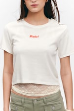 White - Maybe? - Cropped Printed Cotton T-Shirt - 1