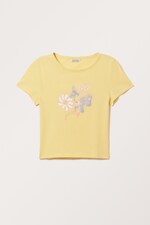 Yellow - silver mushrooms - Cropped t-shirt - 0