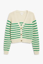 Bright green stripes - Chunky cropped cardigan - 0