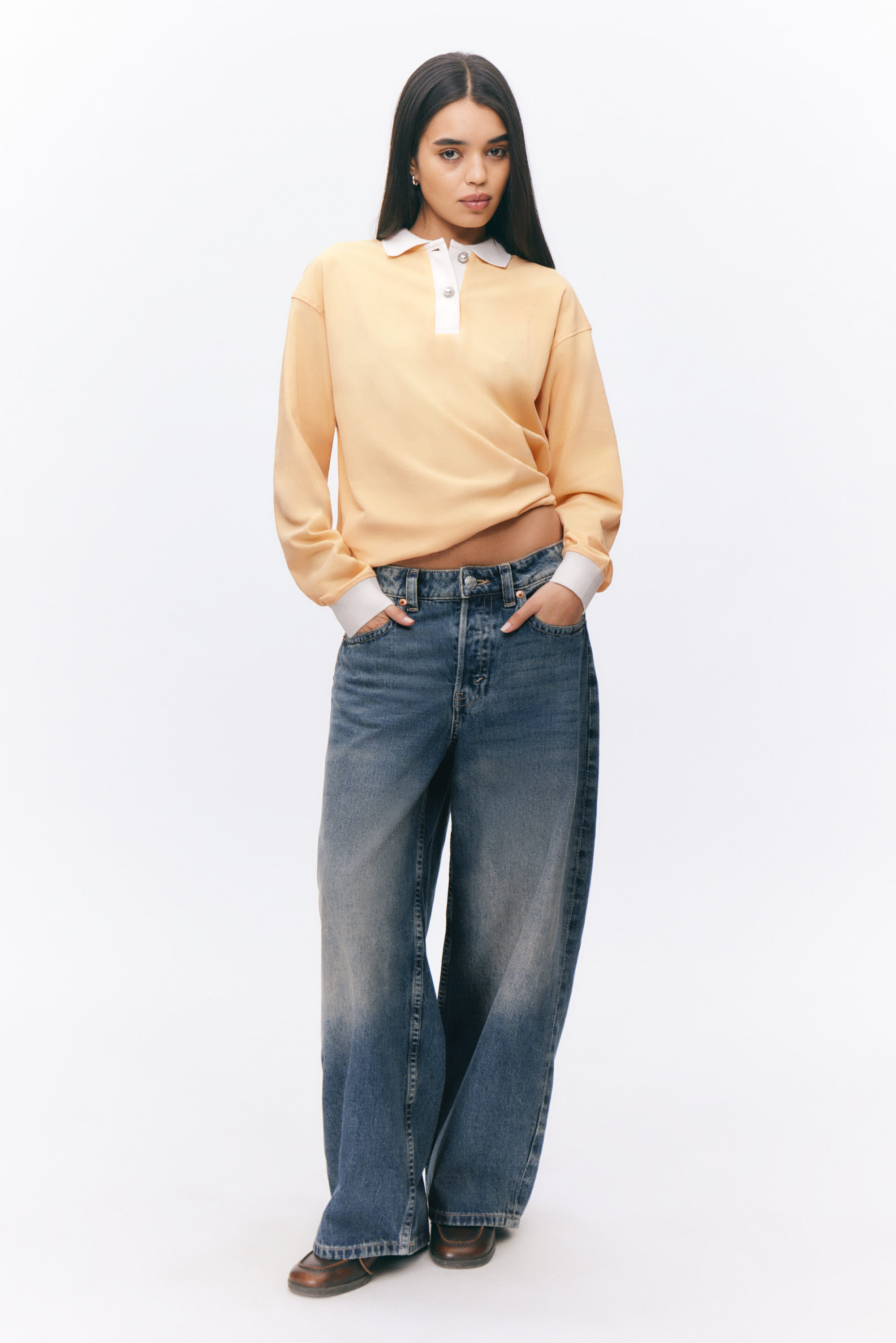 Yellow - Long Sleeve Rugby Polo Top - 1