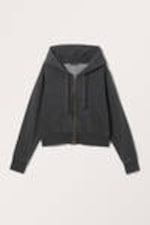 Black - Cropped Zip Hoodie - 3