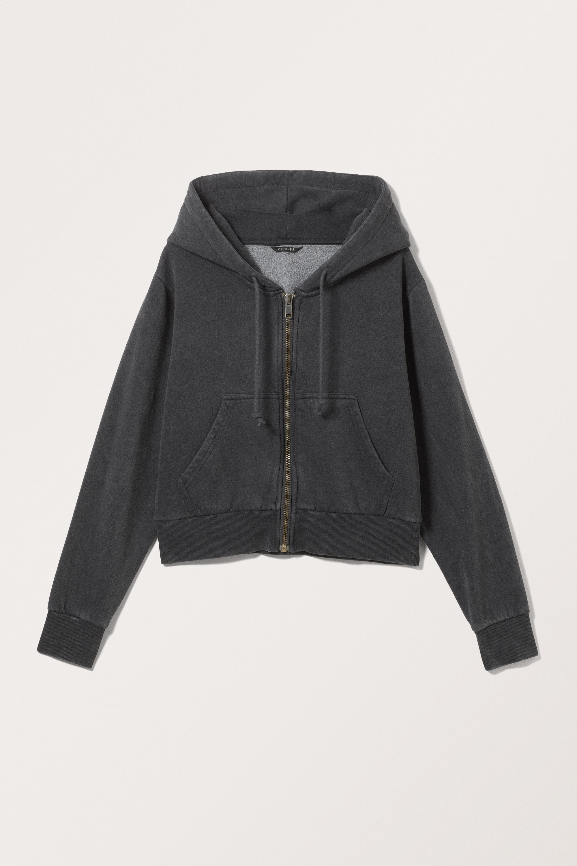 Black - Cropped Zip Hoodie - 3