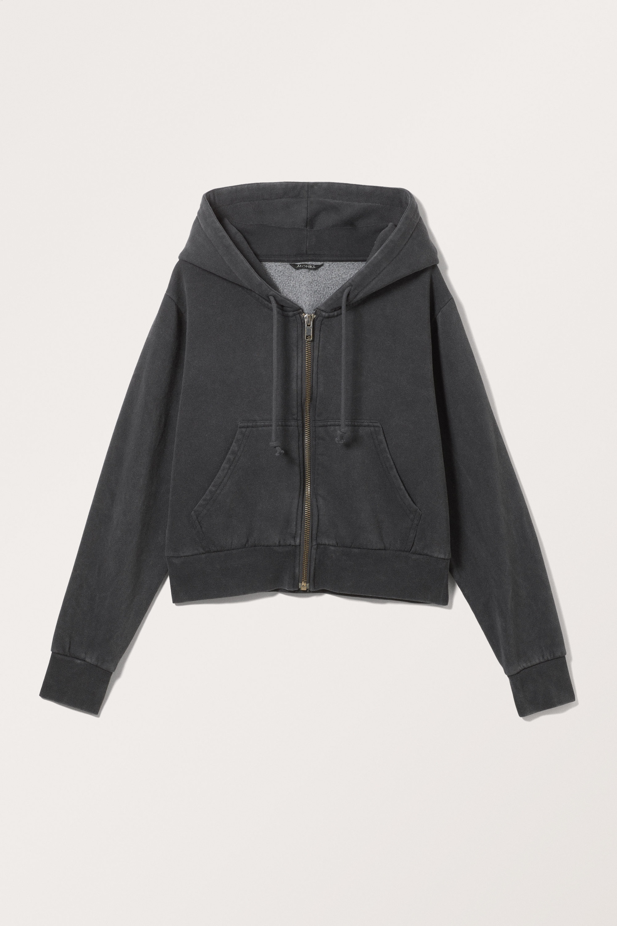Black - Cropped Zip Hoodie - 0
