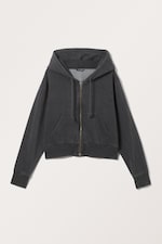 Black - Cropped Zip Hoodie - 0