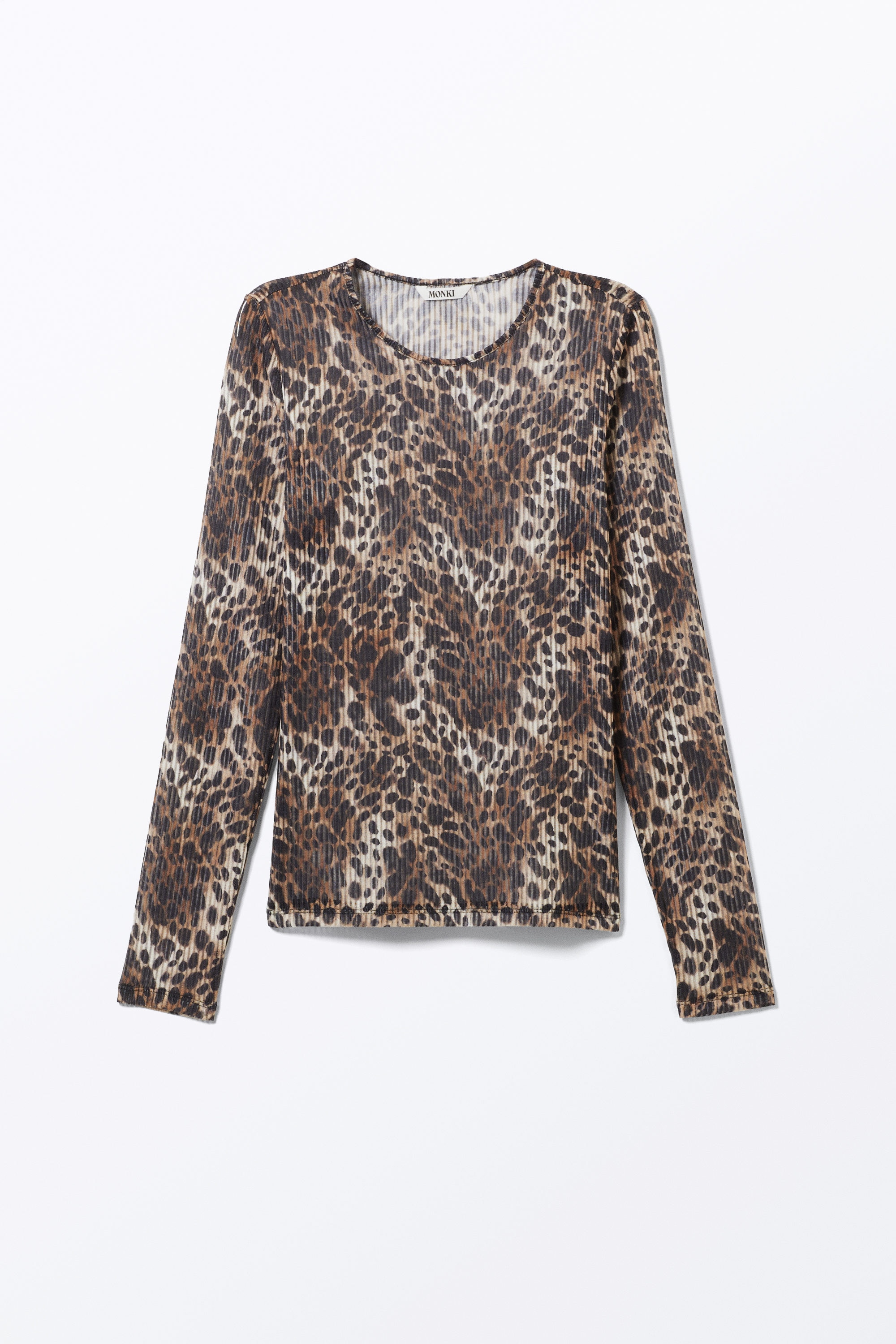 Leopard-print - Long-Sleeved Printed Mesh Top - 3