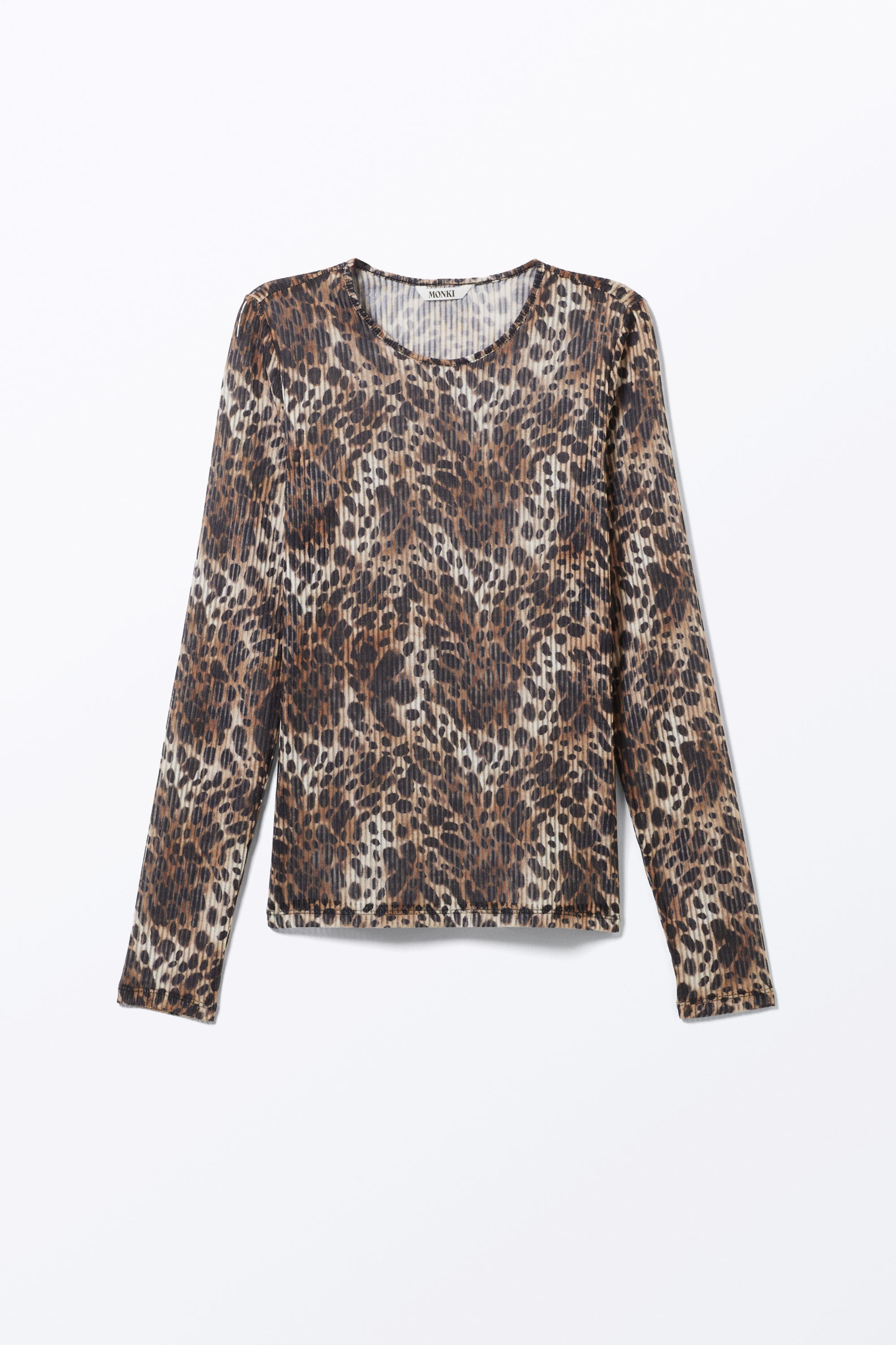 Leopard-print - Long-Sleeved Printed Mesh Top - 1
