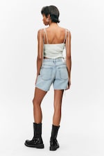 Venice Blue - Light Blue - Aimo Mid-Rise Straight Leg Denim Shorts - 4