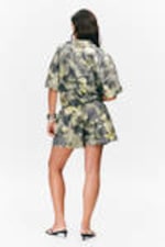 Dark Grey - Dirty Floral - Relaxed Cotton Boxer Shorts - 3