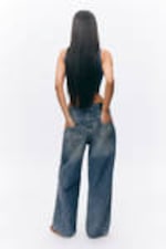 Desert Blue - Medium Blue - Peggy Low Waist Loose Baggy Leg Jeans - 4