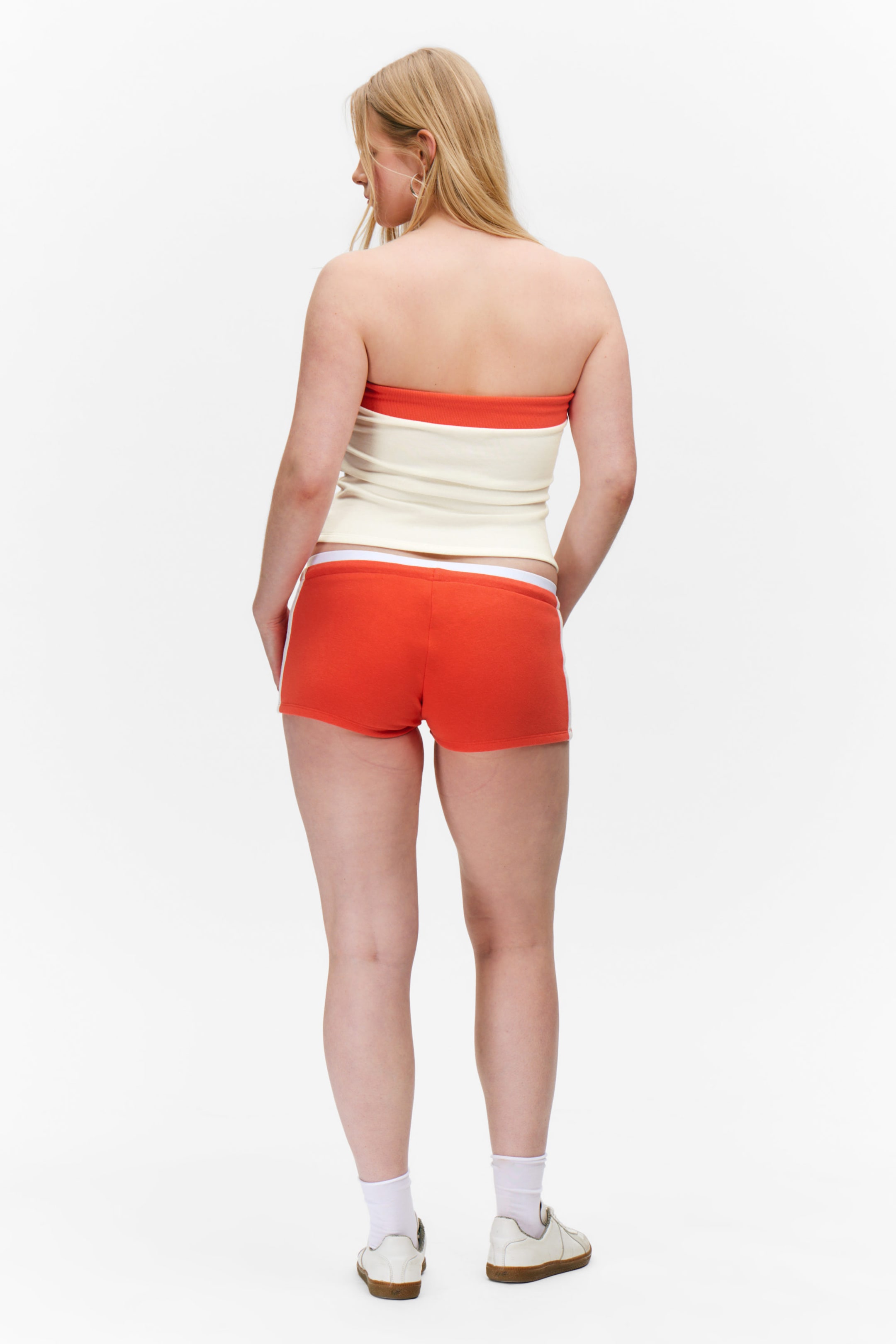 White & Orange - Tropic Noir - Drawstring Bandeau Top - 2