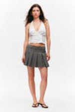 Dunkelgrau - Niedrig taillierter Plissee-Minirock - 0