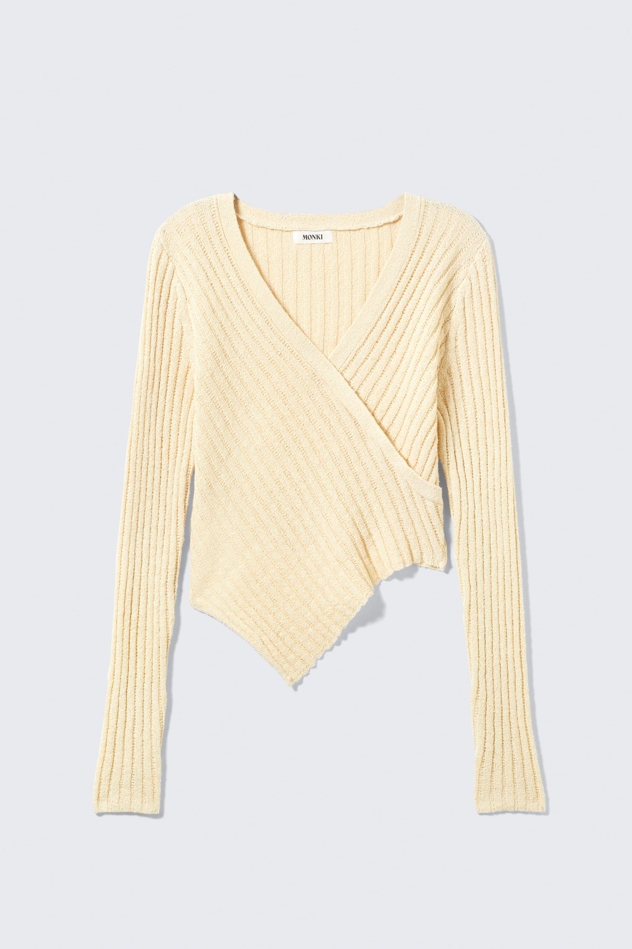 Visualizza immagine più grande: Maglia asimmetrica avvolgente con scollo a V - Beige polvere chiaro - DONNA | H&M IT 5