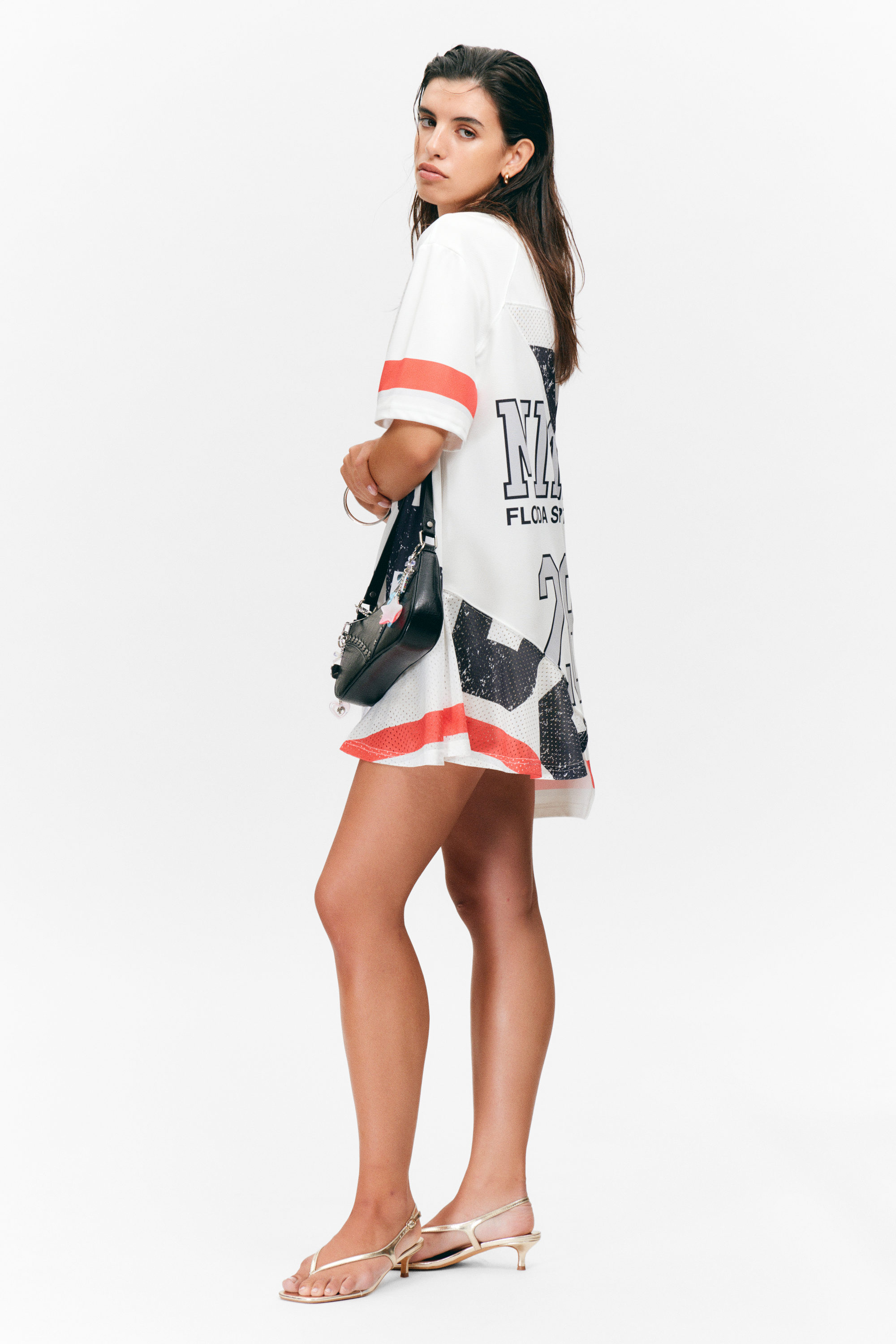 "Miami"-Print - Asymmetrisches College-Minikleid aus Mesh - 2
