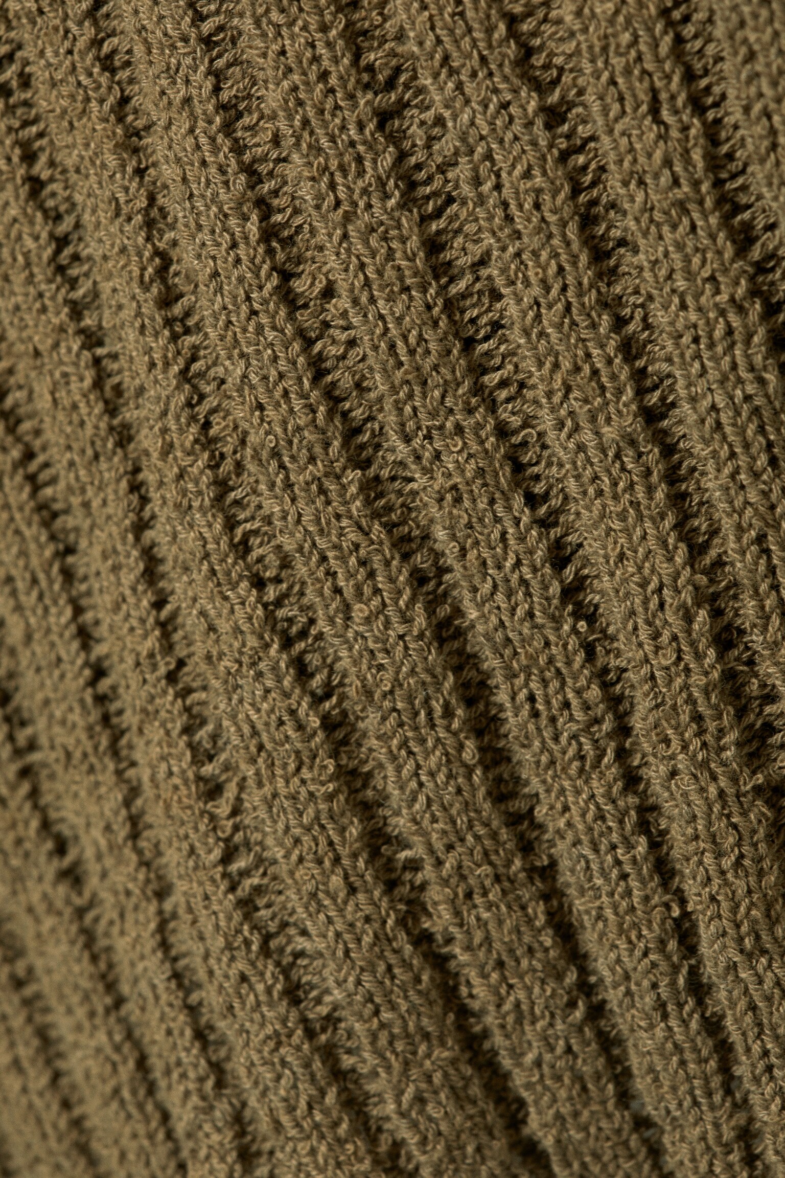 Knitted Wrap-shaped Asymmetric V-neck Sweater - Dark Khaki Green/Light Dusty Beige/Yellow - 3