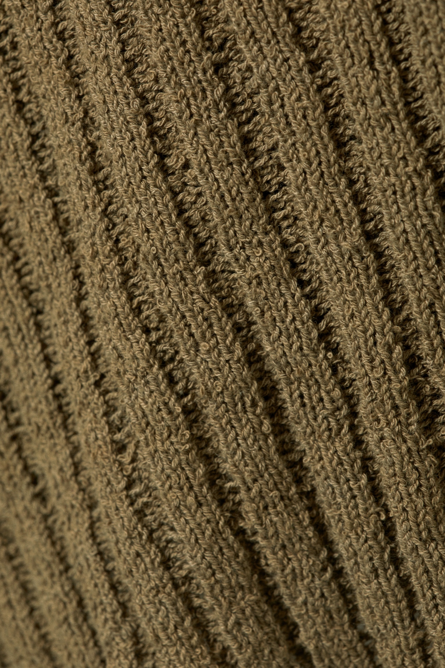 Knitted Wrap-shaped Asymmetric V-neck Sweater - Dark Khaki Green/Light Dusty Beige/Yellow - 3